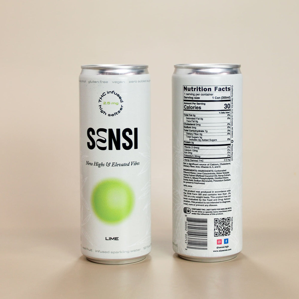 Sensi Lime THC seltzer can – hemp-derived delta-9 sparkling drink