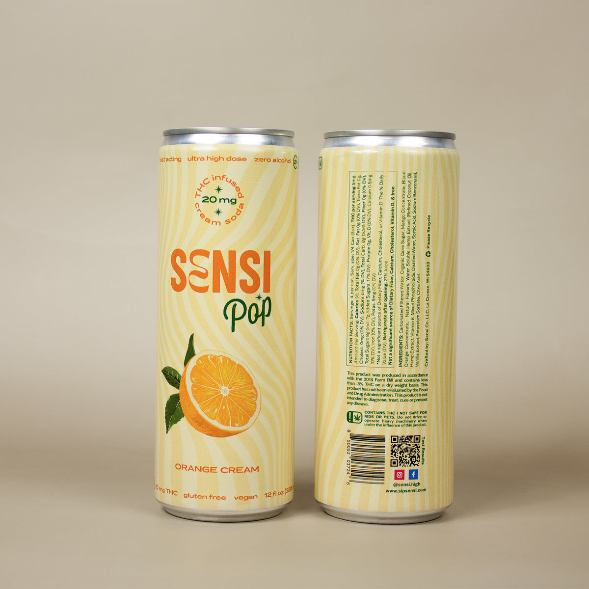 Sensi Pop Orange Cream THC soda can