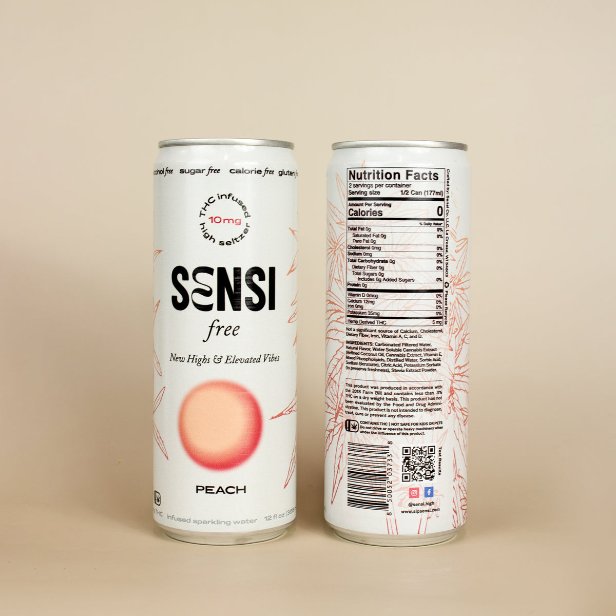 Sensi Free Peach can – zero sugar, zero calorie THC seltzer