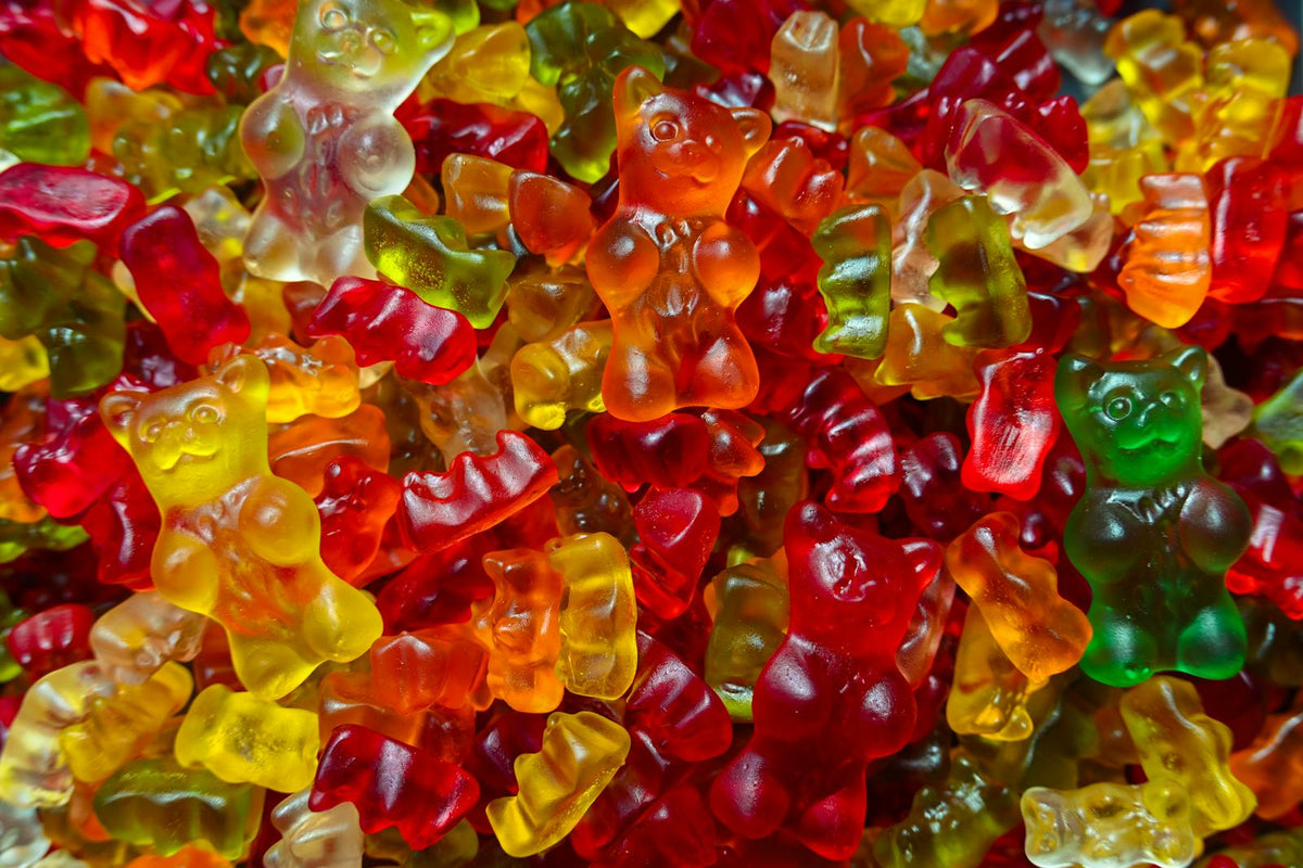 Colorful gummy bears candy assortment