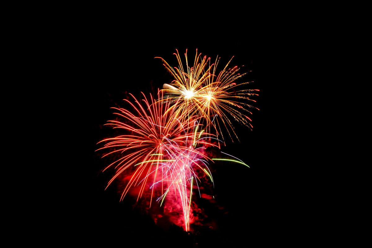 Vibrant fireworks display against night sky