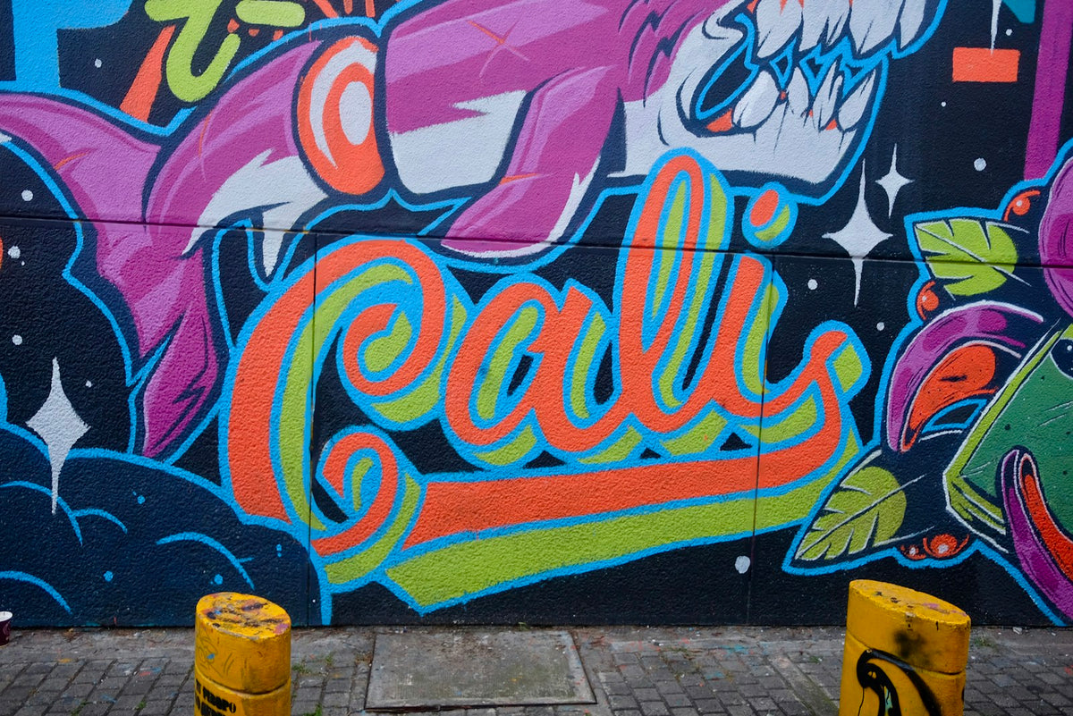 Colorful graffiti wall art in urban setting