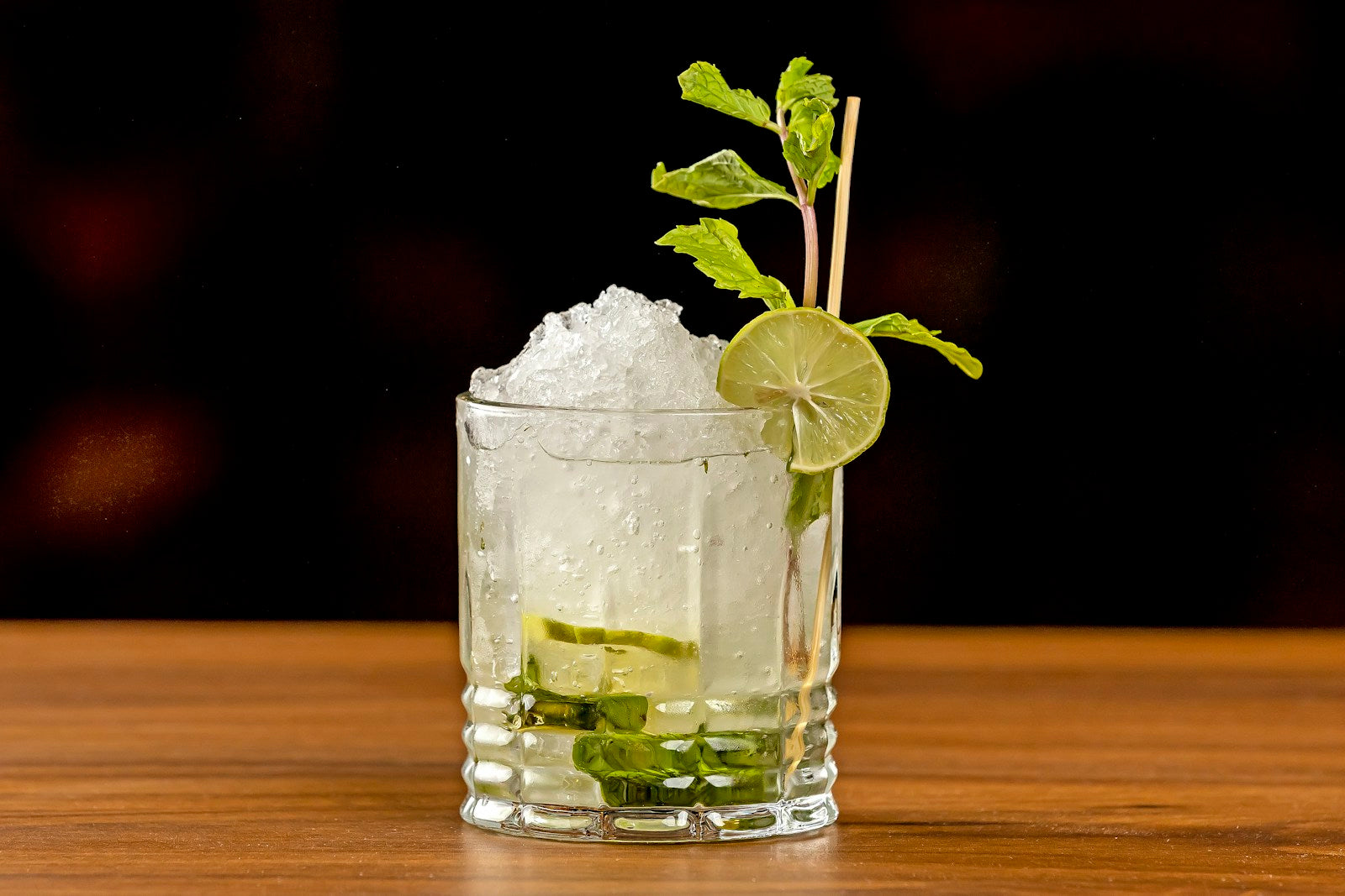 Refreshing mojito cocktail with lime garnish