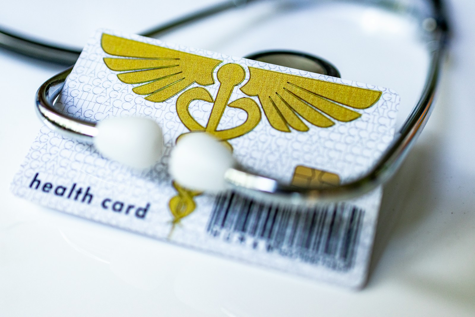 Health card and stethoscope close-up