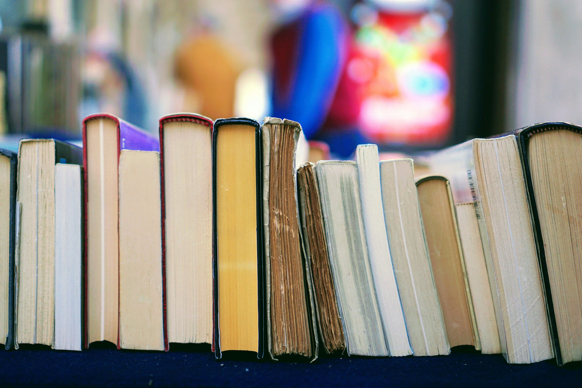 stack of books sideways