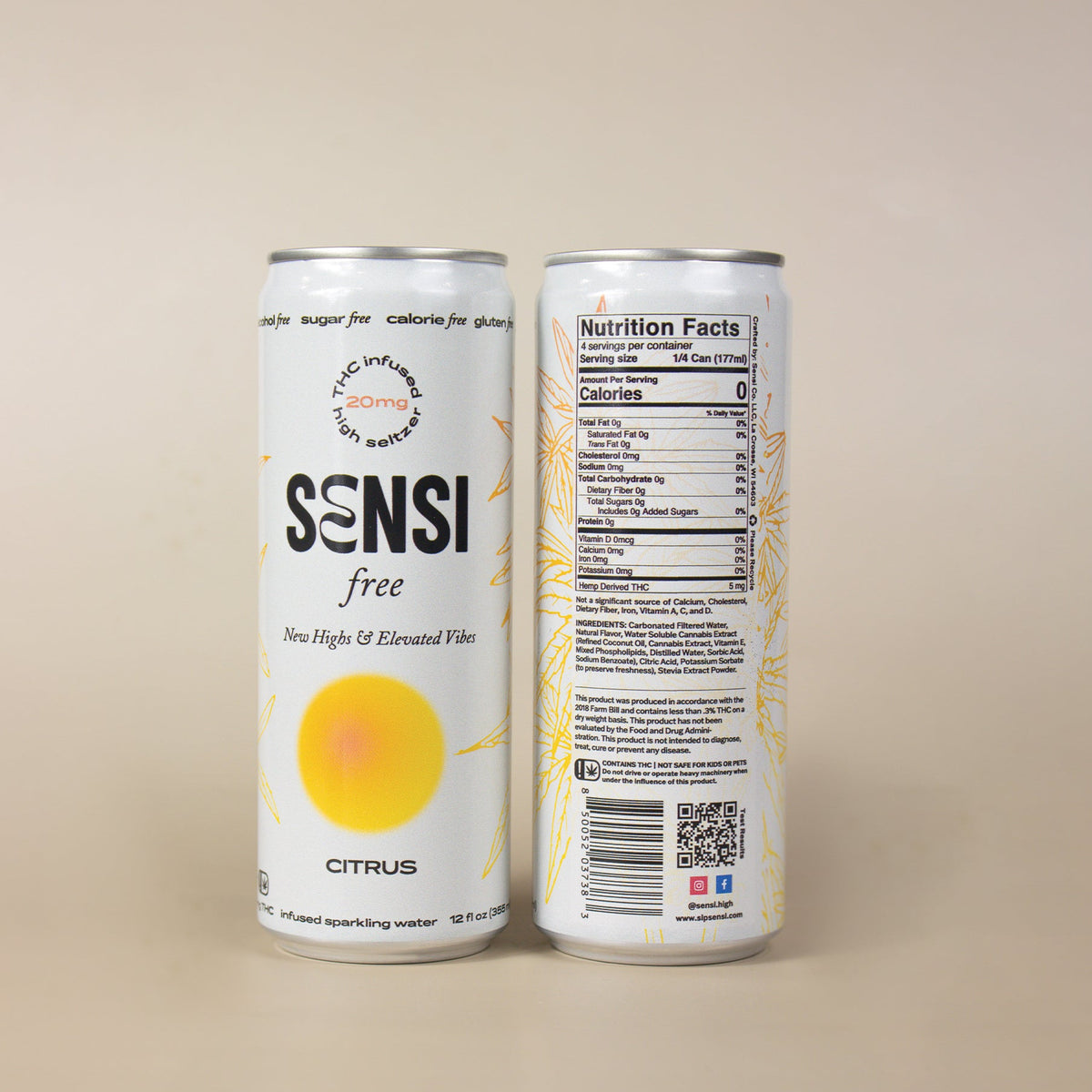 Sensi Free Citrus can – zero sugar, zero calorie THC seltzer