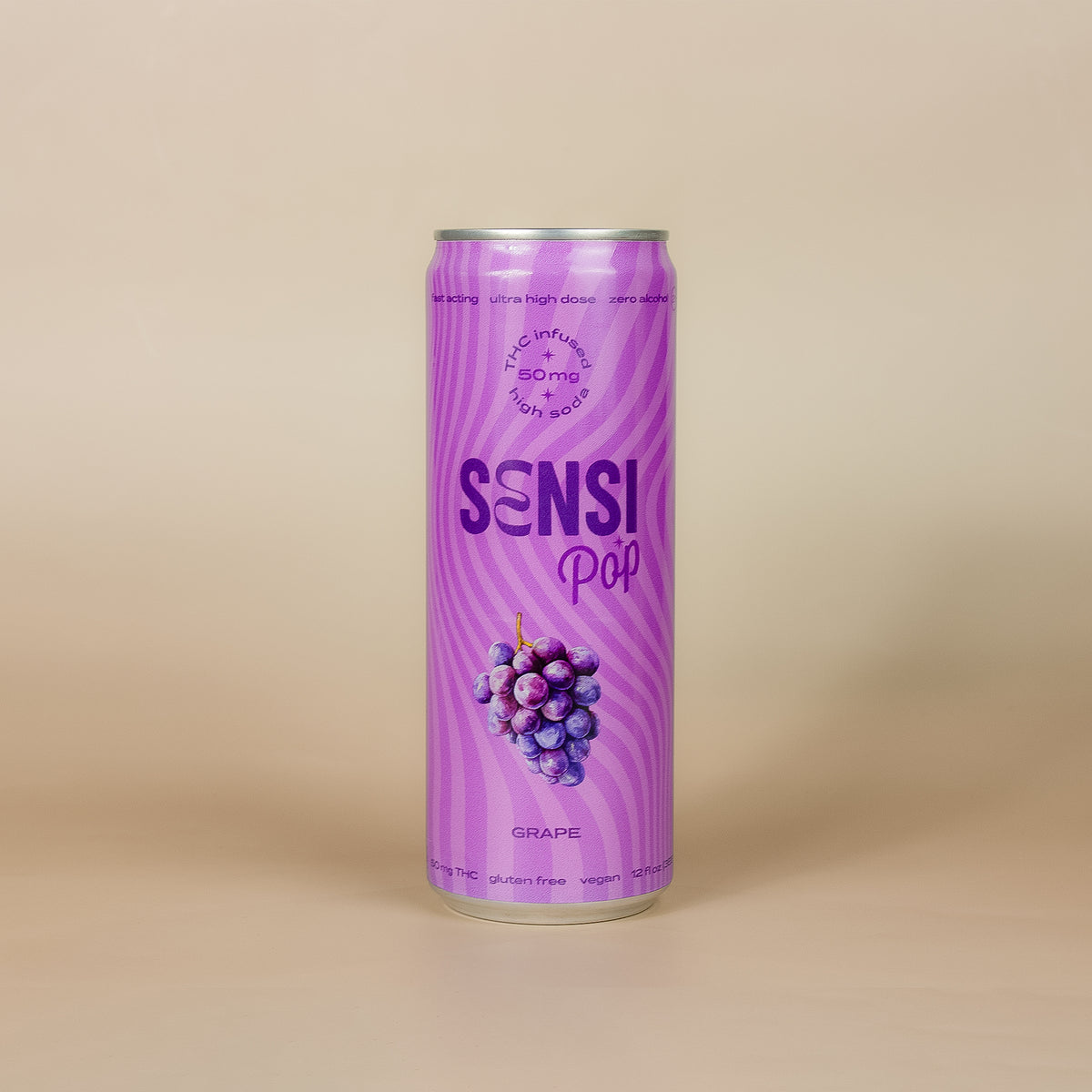 Sensi Pop Grape THC soda can – label detail