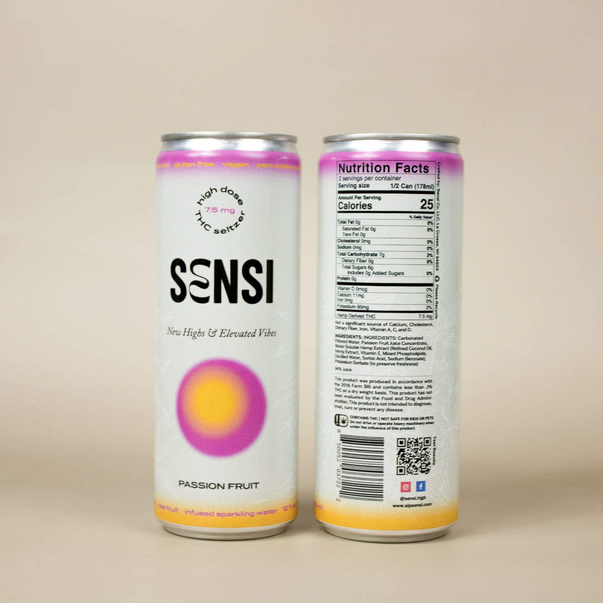 Sensi Passion Fruit THC seltzer can – hemp-derived delta-9 sparkling drink