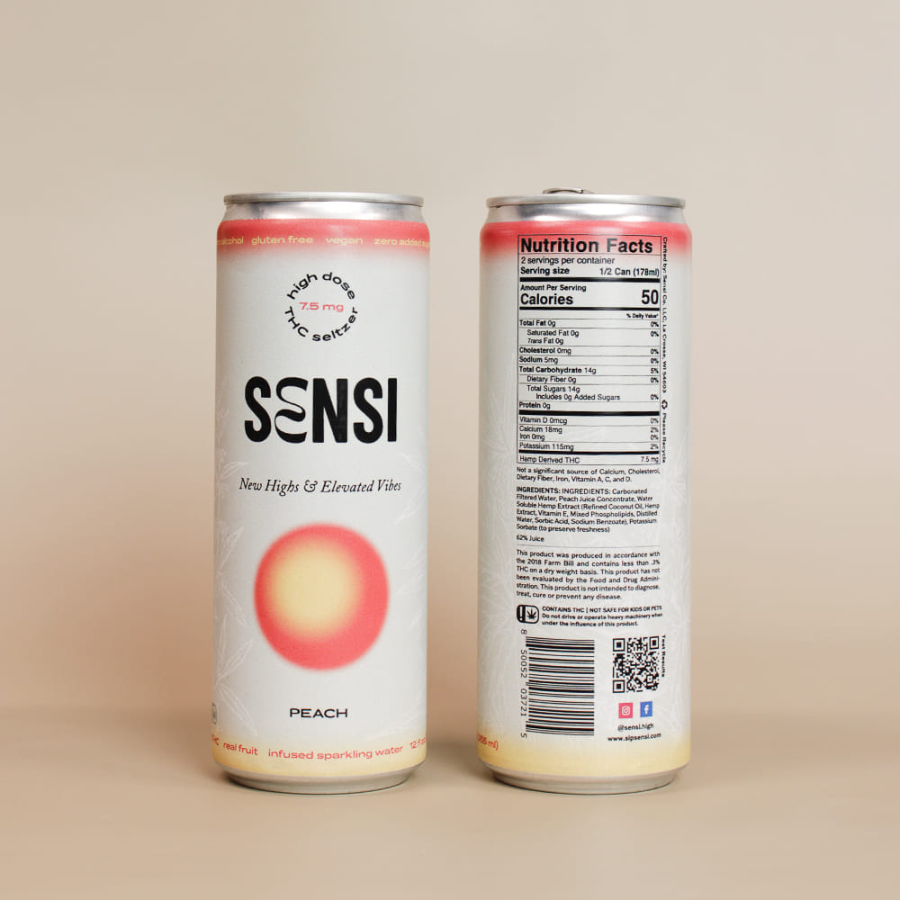 Sensi Peach THC seltzer can – hemp-derived delta-9 sparkling drink