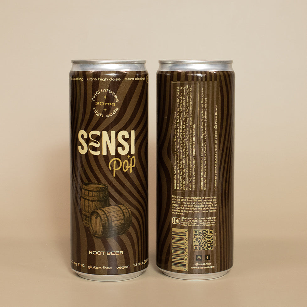 Sensi Pop Root Beer THC soda can